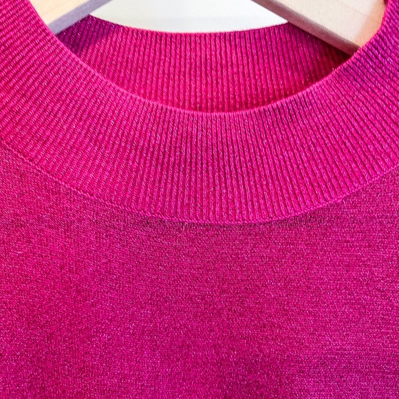 & Other Stories SZ S Hot Pink Sparkly Mock Neck Holiday Sweater! - Picture 3 of 9